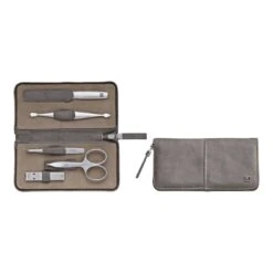 Zwilling 5-pcs Calf Leather Zip Fastener Case Taupe
