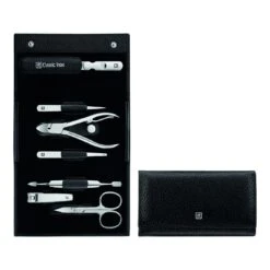 Zwilling 7-pcs Calf Leather Snap Fastener Case Black